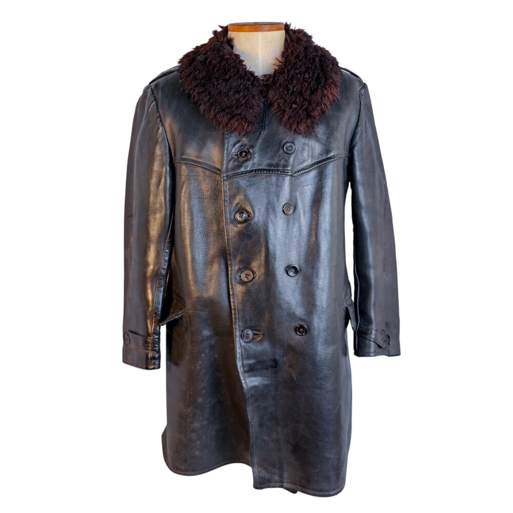 Vintage 1940s Swedish Military Officer’s Horsehide Coat – M1909 “Livpäls” Style